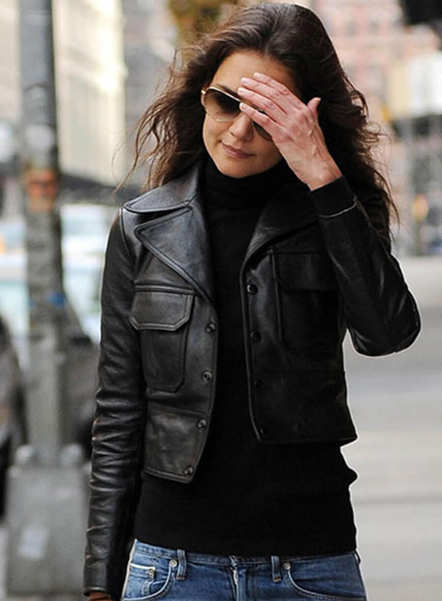 Harpoon Katie Holmes Inspired Black Leather Jacket