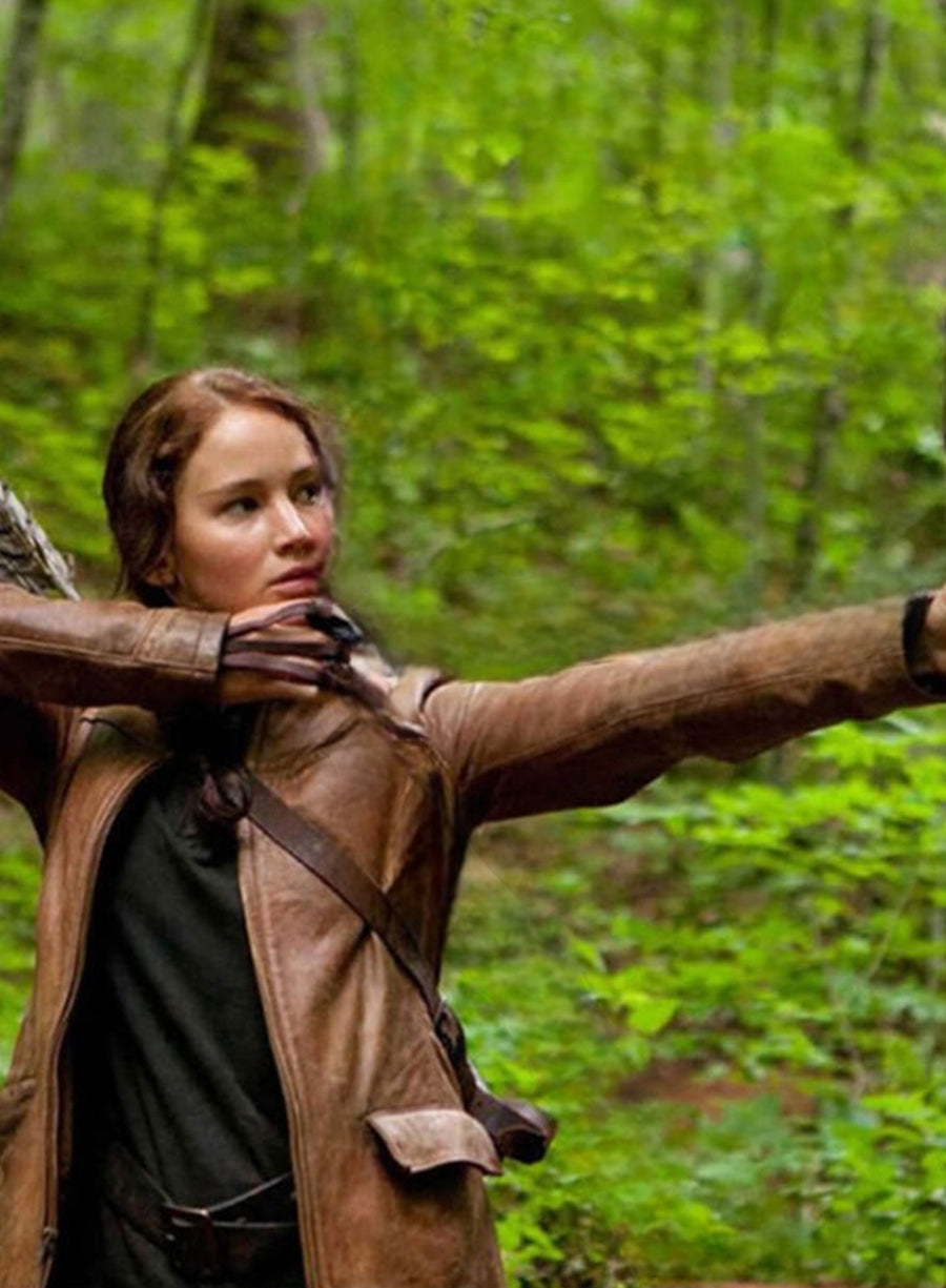 Harpoon Katniss Hunger Games Inspired Brown Real Leather Leather Jacket