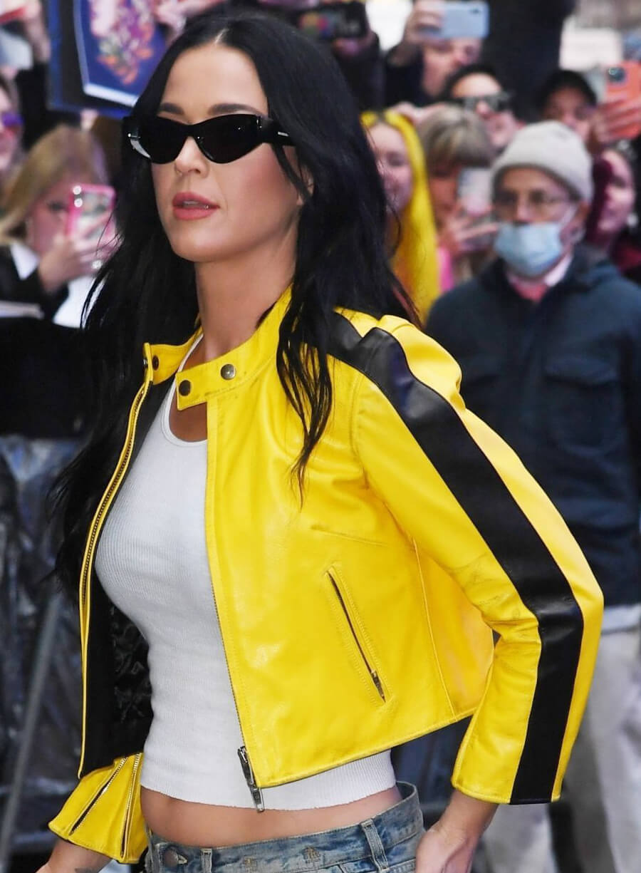 Harpoon Katy Perry Inspired Yellow Leather Jacket - Good Morning America Style