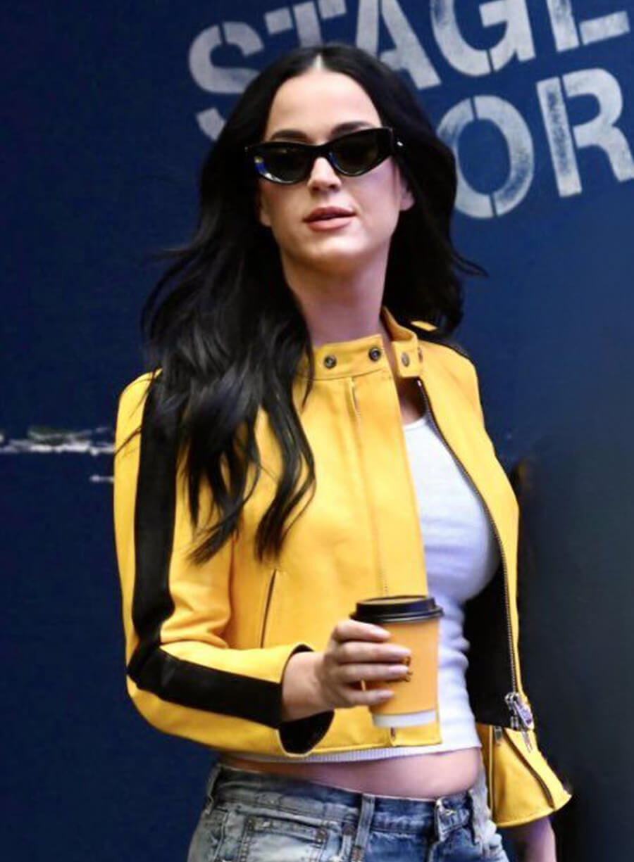 Harpoon Katy Perry Inspired Yellow Leather Jacket - Good Morning America Style