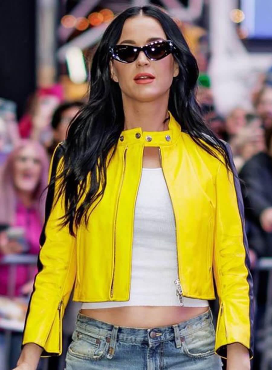 Harpoon Katy Perry Inspired Yellow Leather Jacket - Good Morning America Style