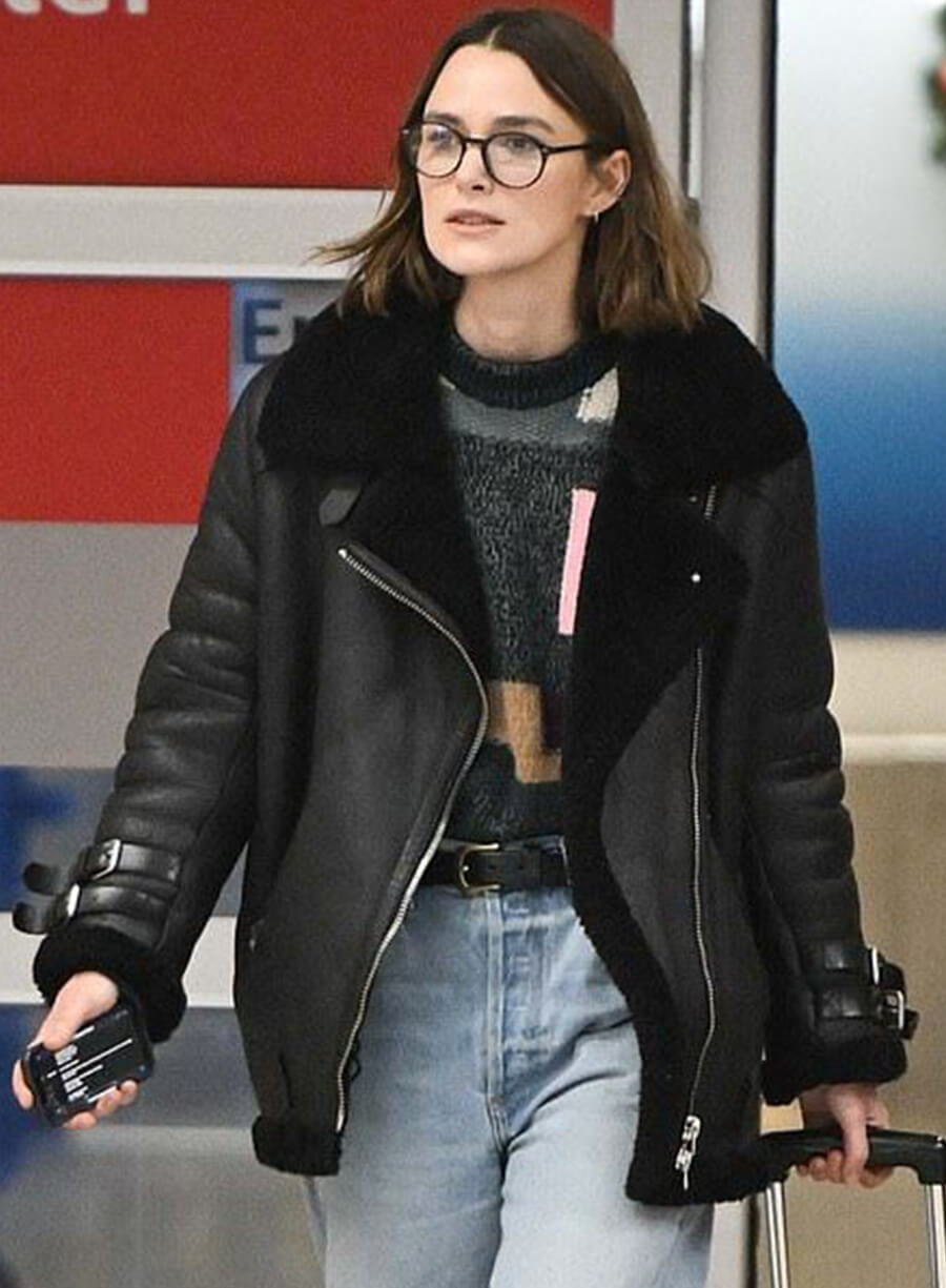 Harpoon Keira Knightley Suede Inspired Black Leather Jacket