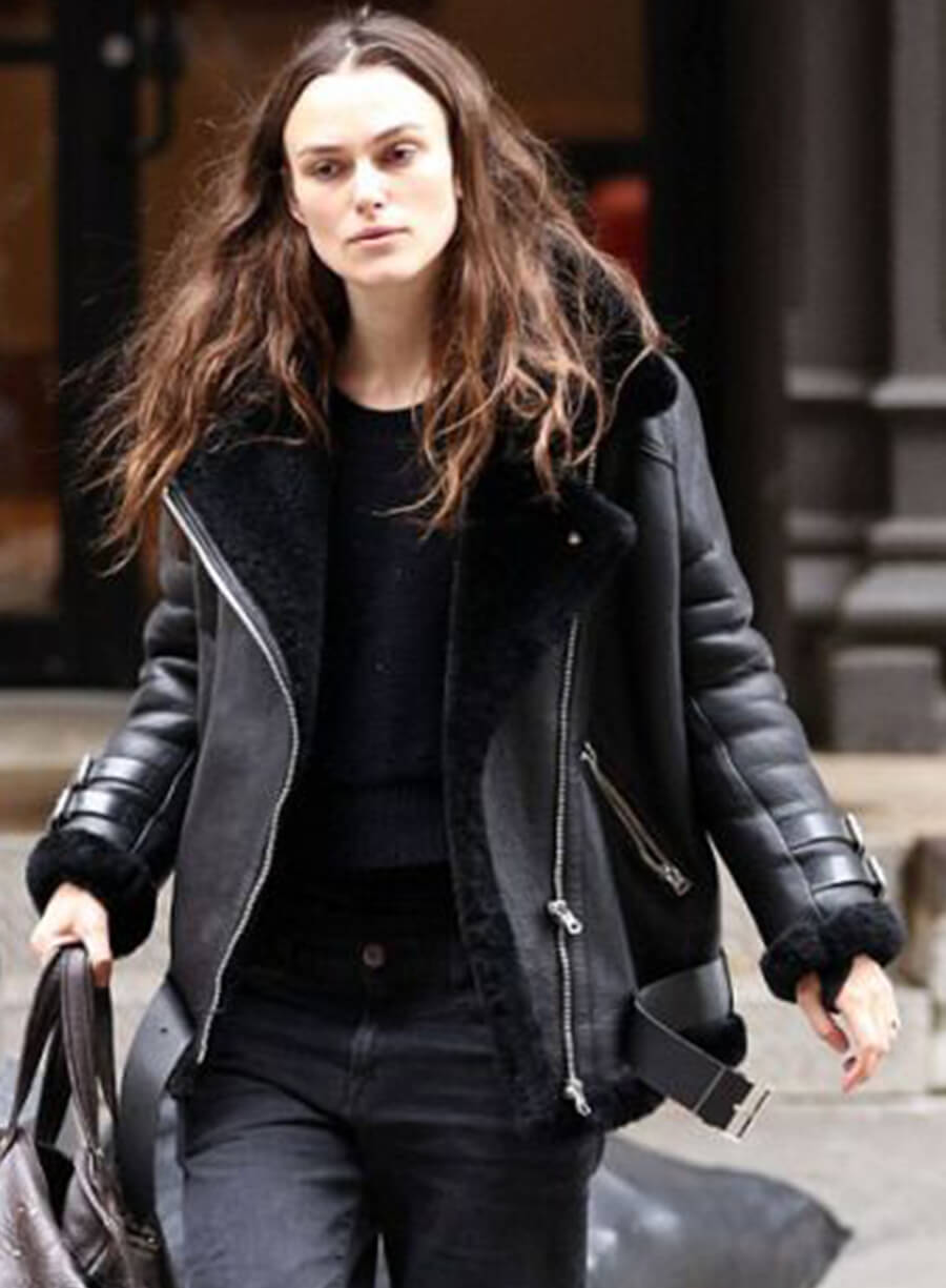 Harpoon Keira Knightley Suede Inspired Black Leather Jacket