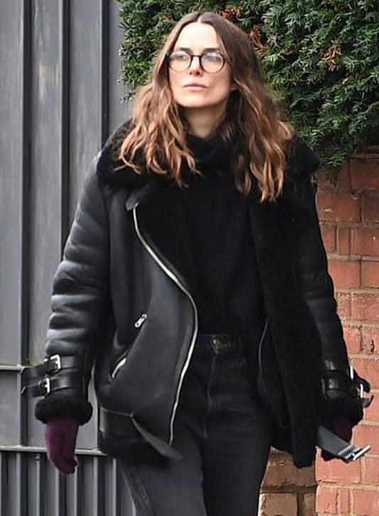Harpoon Keira Knightley Suede Inspired Black Leather Jacket