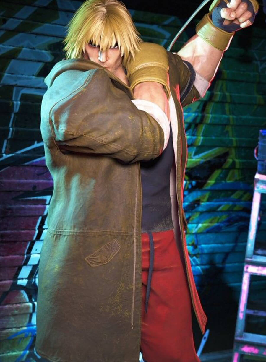 Harpoon Ken Masters Inspired Brown Hooded Jacket - Street Fighter 6 Style