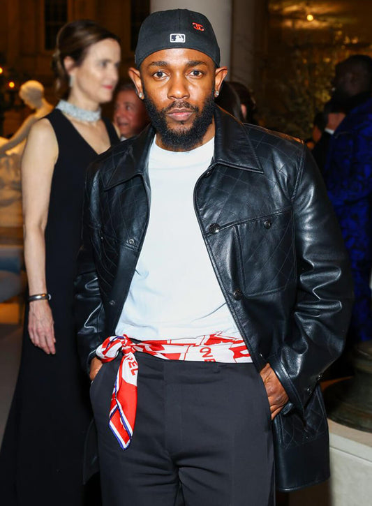Harpoon Kendrick Lamar Inspired Black Leather Jacket - Met Gala Style
