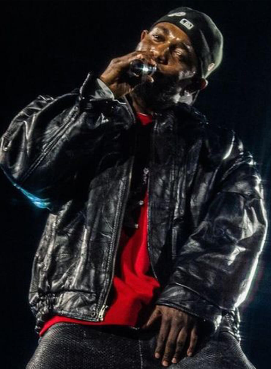 Harpoon Kendrick Lamar Inspired Black Leather Jacket - Grand National Tour Style