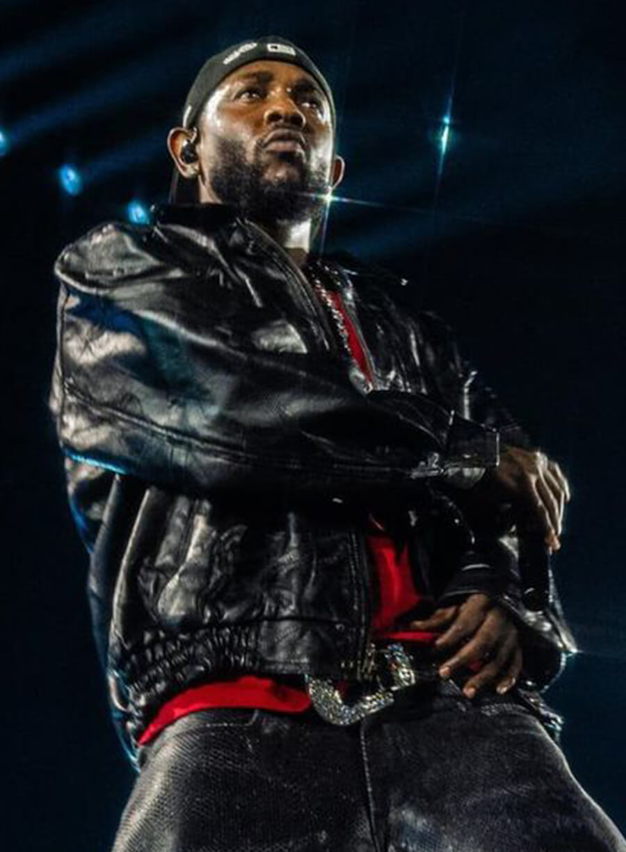 Harpoon Kendrick Lamar Inspired Black Leather Jacket - Grand National Tour Style