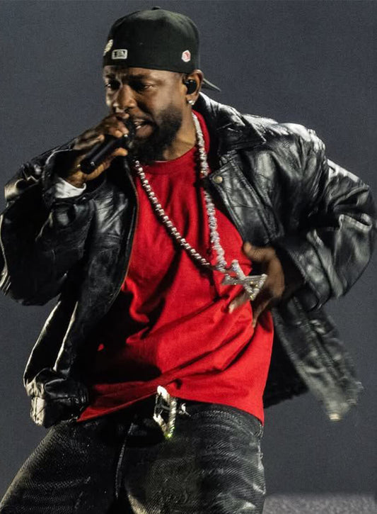 Harpoon Kendrick Lamar Inspired Black Leather Jacket - Grand National Tour Style