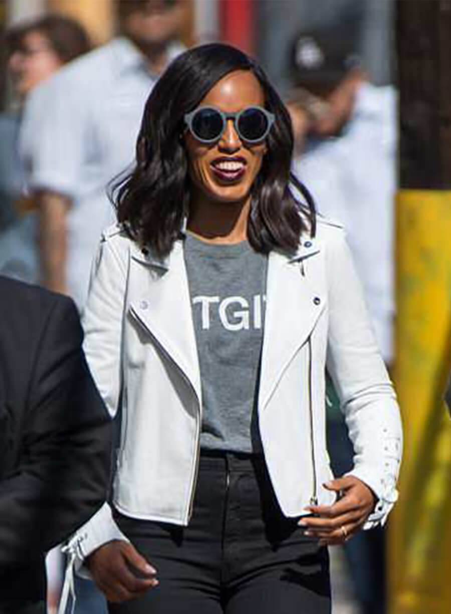Harpoon Kerry Washington Inspired White Biker Jacket