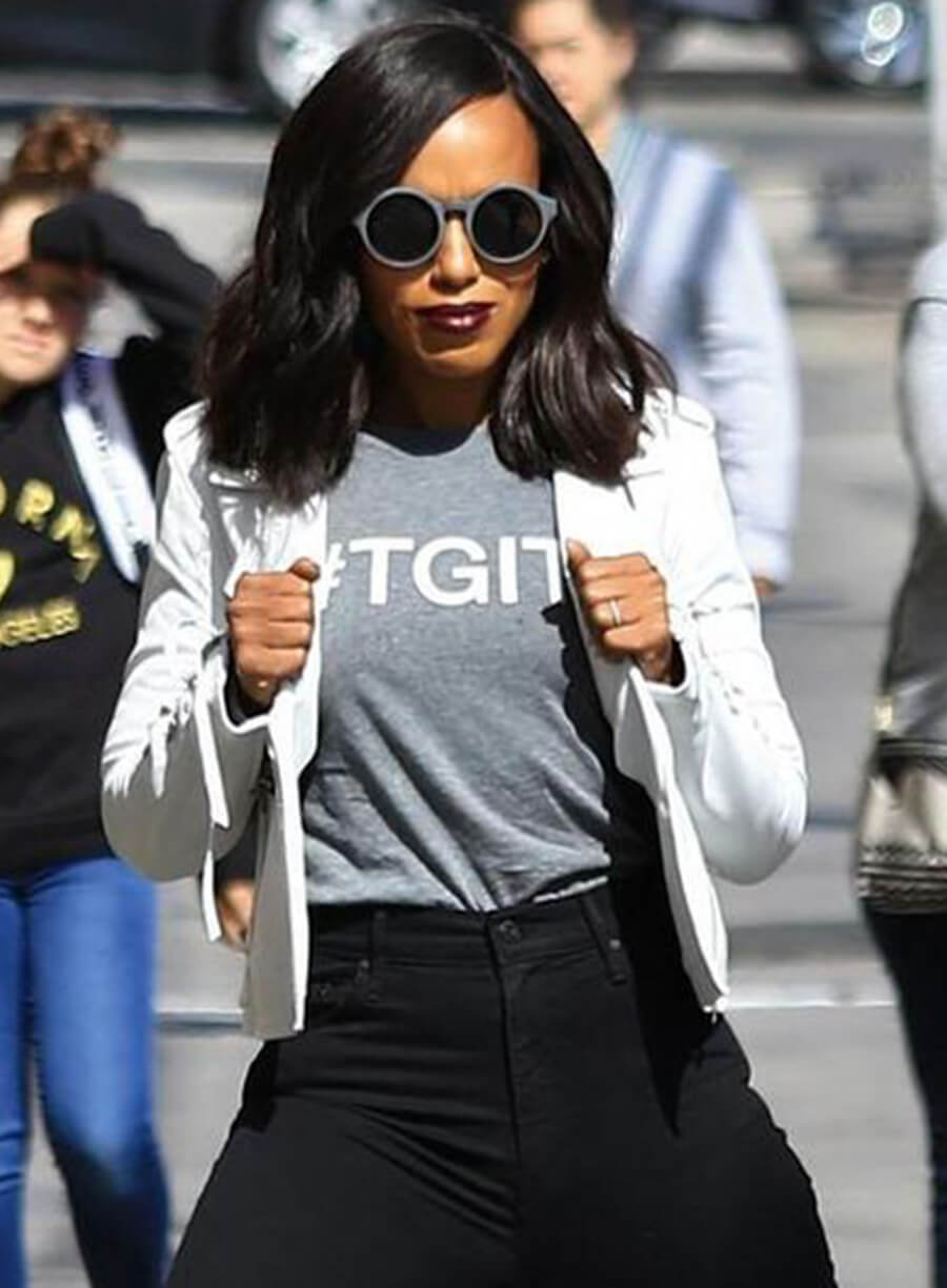 Harpoon Kerry Washington Inspired White Biker Jacket