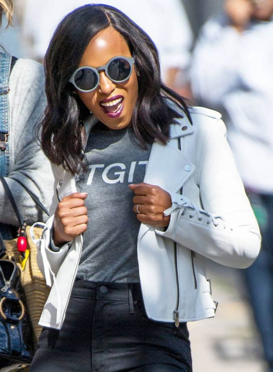 Harpoon Kerry Washington Inspired White Biker Jacket