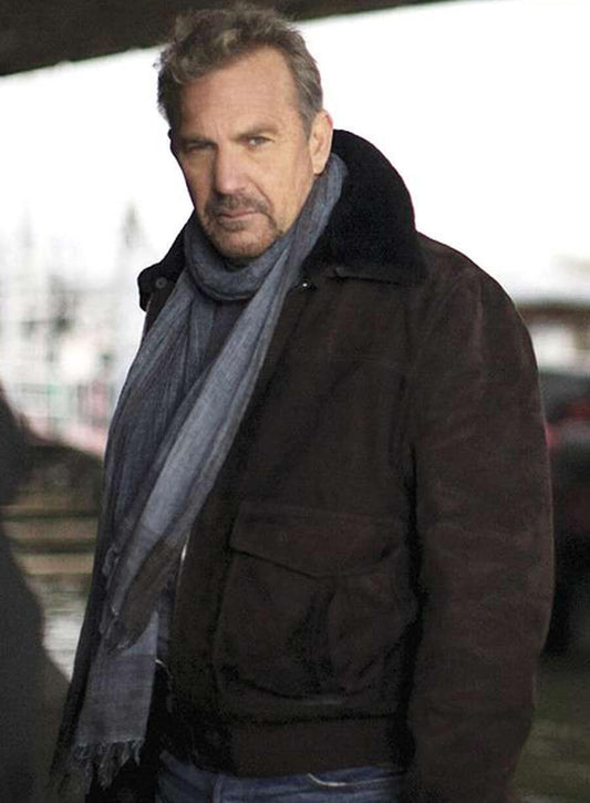 Harpoon Kevin Costner Inspired Black Suede Leather Leather Jacket - 3 Days To Kill Style