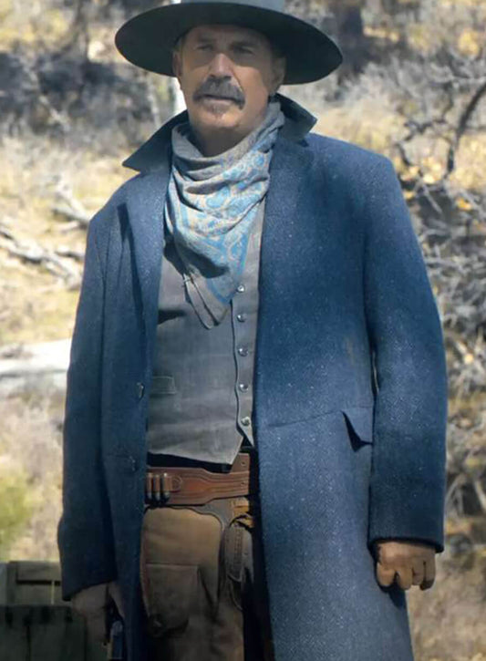 Harpoon Kevin Costner Inspired Blue Wool Fabric Coat - Horizon An American Style
