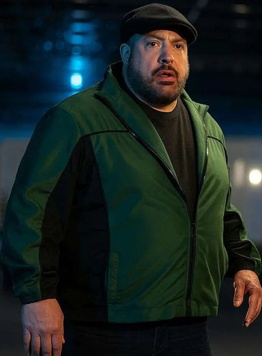 Harpoon Brain Jennings Inspired Green and Black Leather Jacket - Playdate 2025 Style