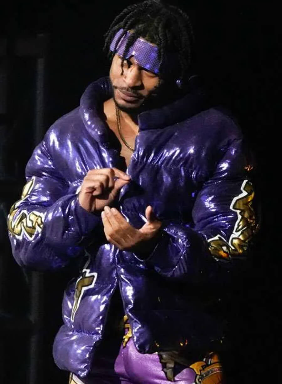 Harpoon Kevin Knight AEW The 1 You Look Up 2 Puffer Inspired Purple Leather Jacket