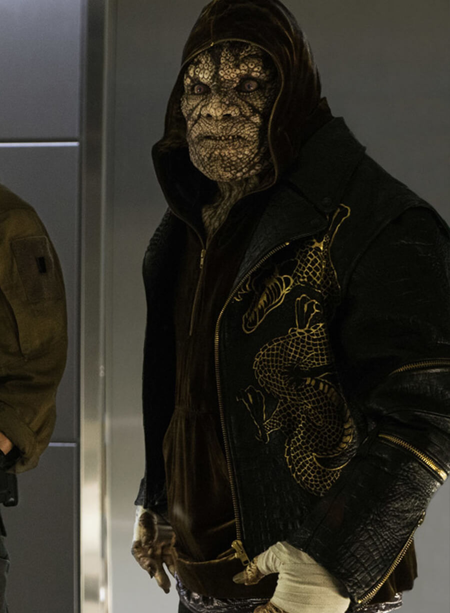 Harpoon Killer Croc Inspired Black Real Leather Leather Jacket - The Suicide Squad Style