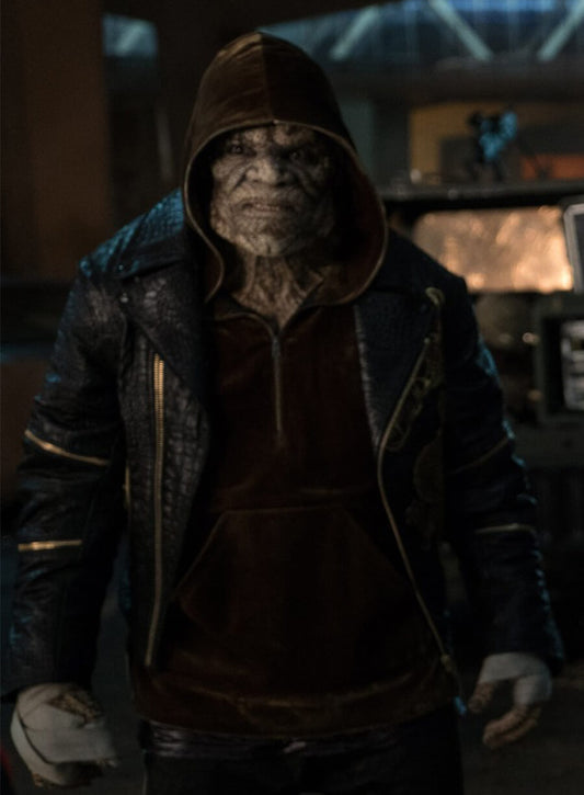 Harpoon Killer Croc Inspired Black Real Leather Leather Jacket - The Suicide Squad Style