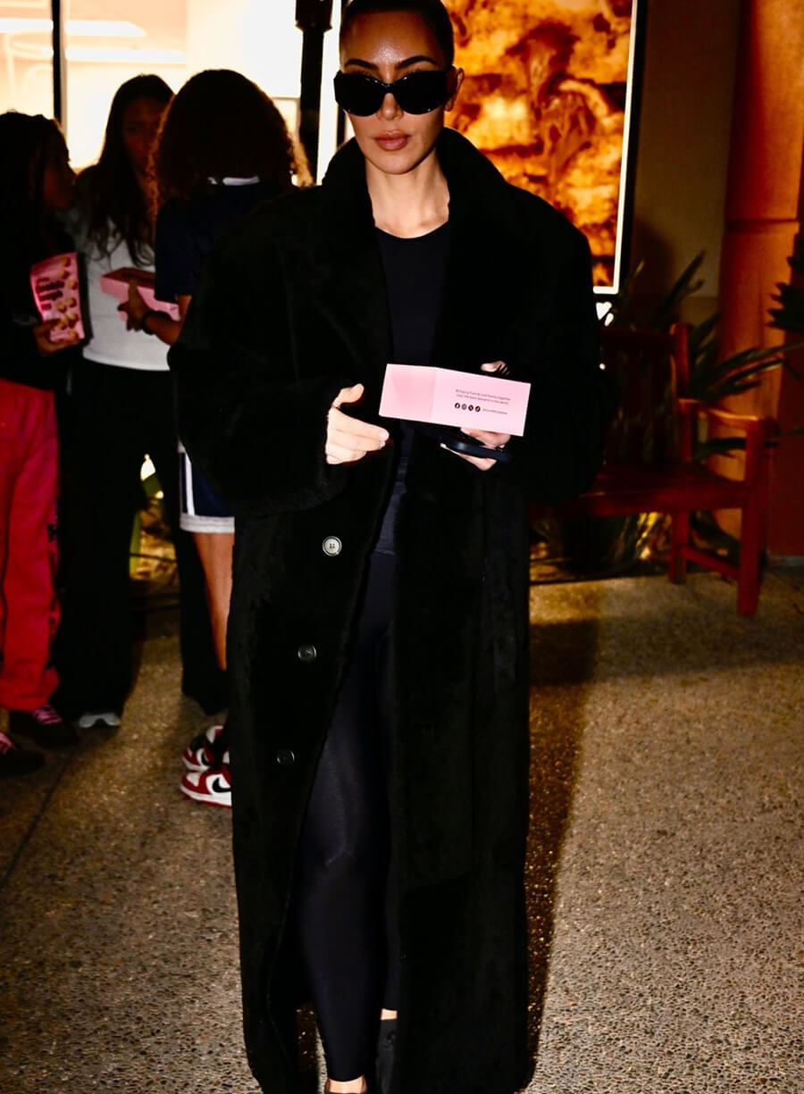 Harpoon Kim Kardashian Sweet Celebration Fur Long Inspired Black Coat