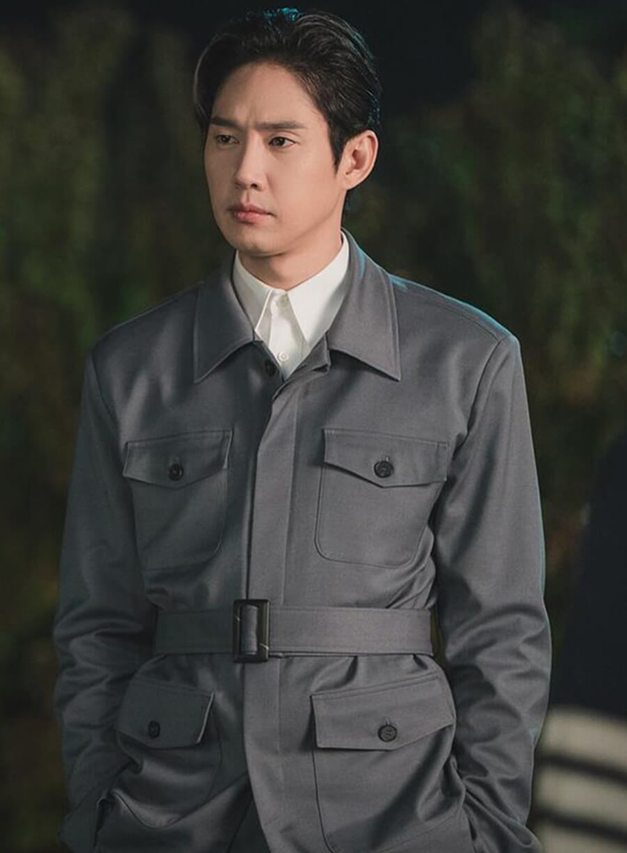 Harpoon Baek Hyun-woo Inspired Grey Leather Jacket - Queen of Tears Style