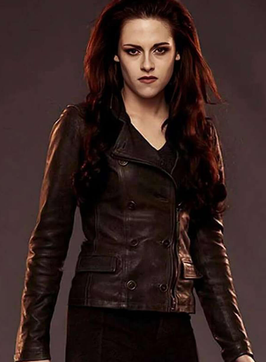 Harpoon Bella Swan Inspired Black Real Leather Leather Jacket - The Twilight Saga: Breaking Dawn 2 Style
