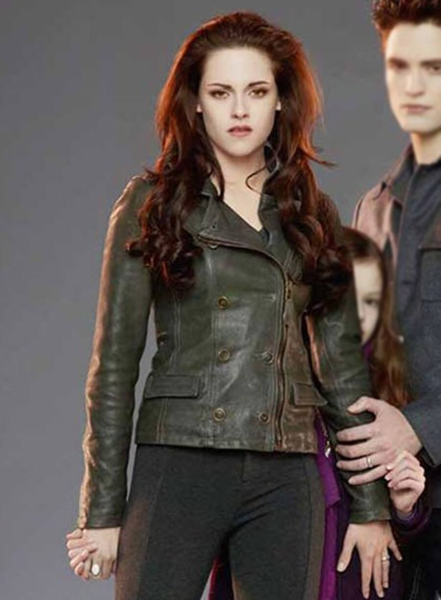 Harpoon Bella Swan Inspired Black Real Leather Leather Jacket - The Twilight Saga: Breaking Dawn 2 Style
