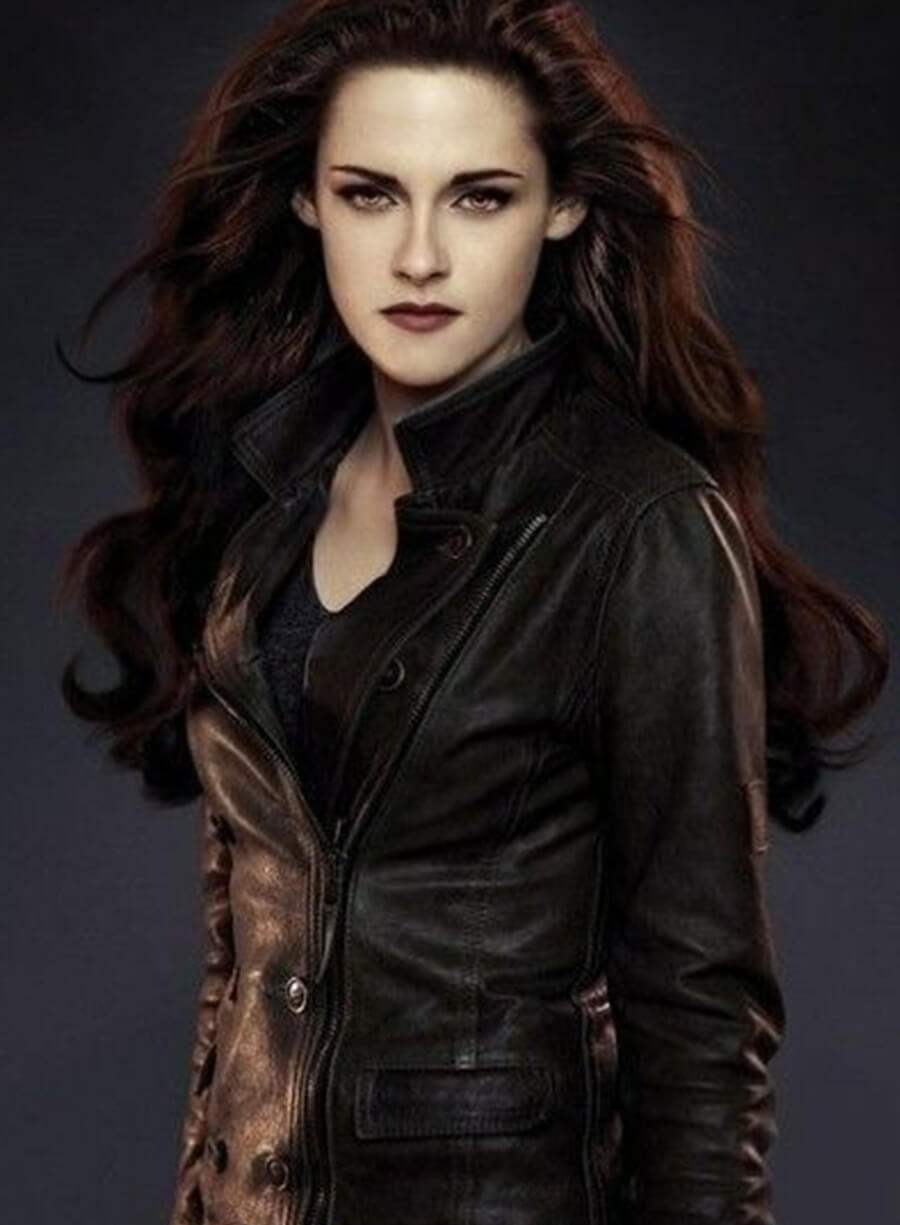 Harpoon Bella Swan Inspired Black Real Leather Leather Jacket - The Twilight Saga: Breaking Dawn 2 Style