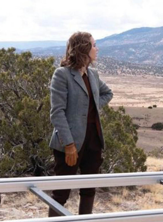 Harpoon Kitty Inspired Grey Wool Jacket - Oppenheimer 2023 Style