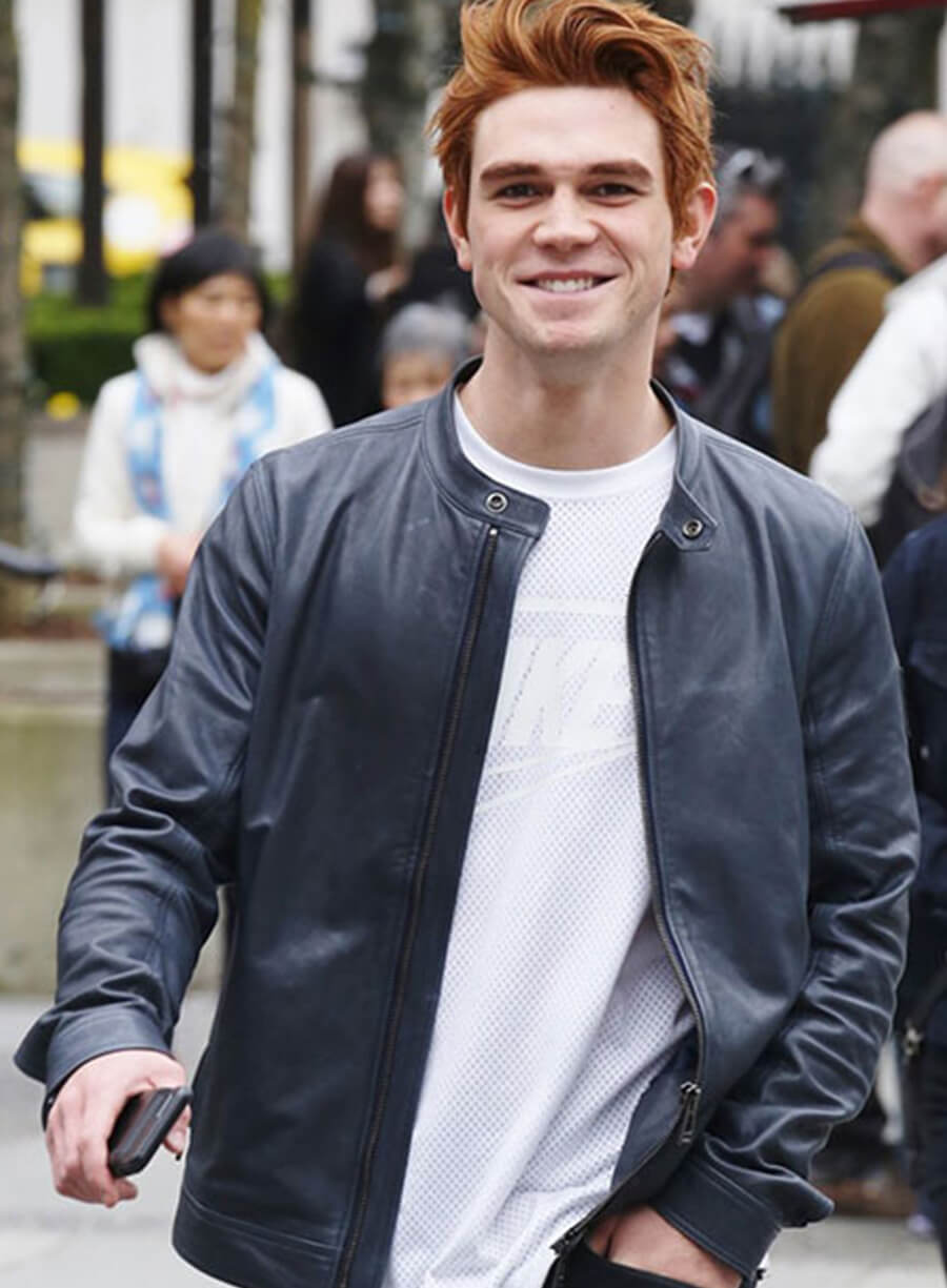 Harpoon KJ Apa Inspired Blue Leather Jacket
