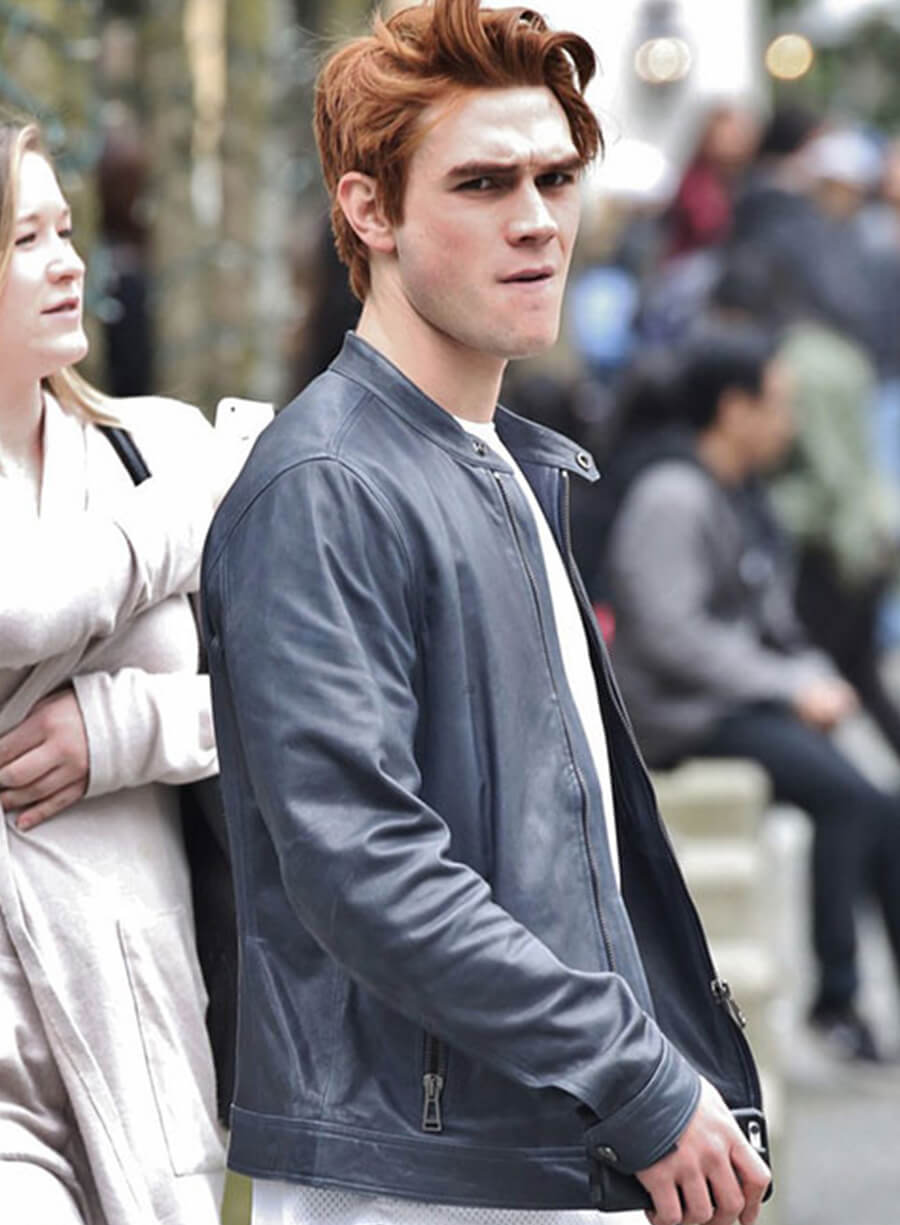 Harpoon KJ Apa Inspired Blue Leather Jacket