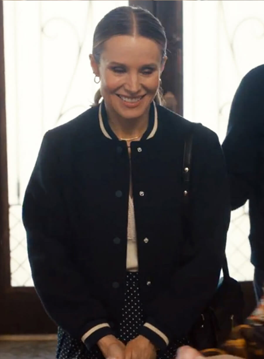 Harpoon kristen bell Inspired Black Fabric Bomber Jacket - Nobody Wants This 2024 Style