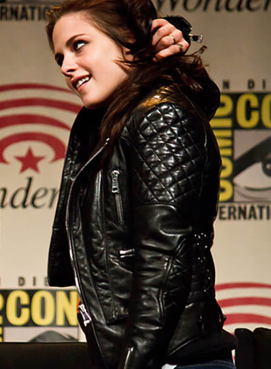Harpoon Kristen Stewart Inspired Black Leather Jacket