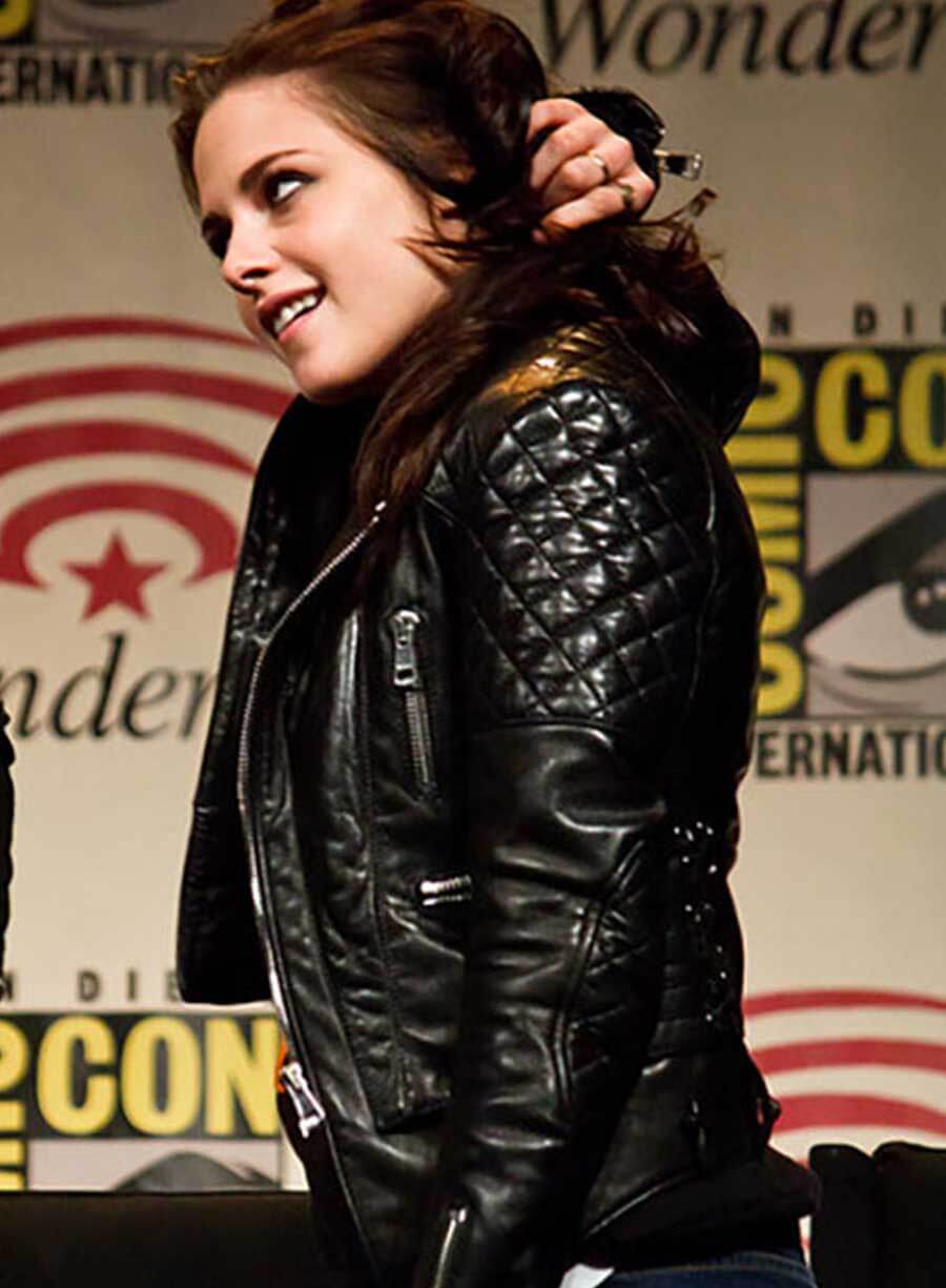 Harpoon Kristen Stewart Inspired Black Real Leather Leather Jacket