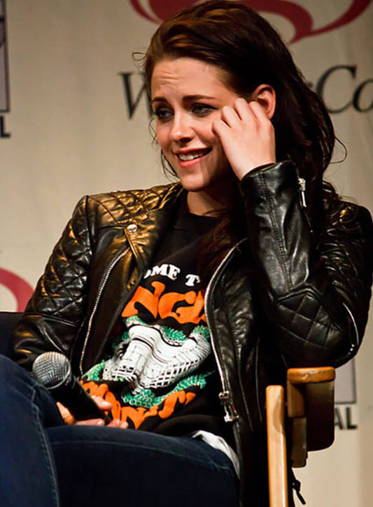 Harpoon Kristen Stewart Inspired Black Leather Jacket