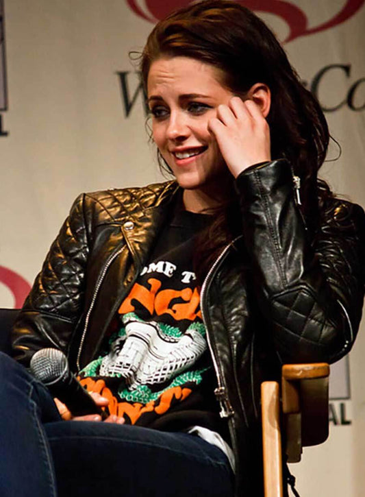 Harpoon Kristen Stewart Inspired Black Real Leather Leather Jacket