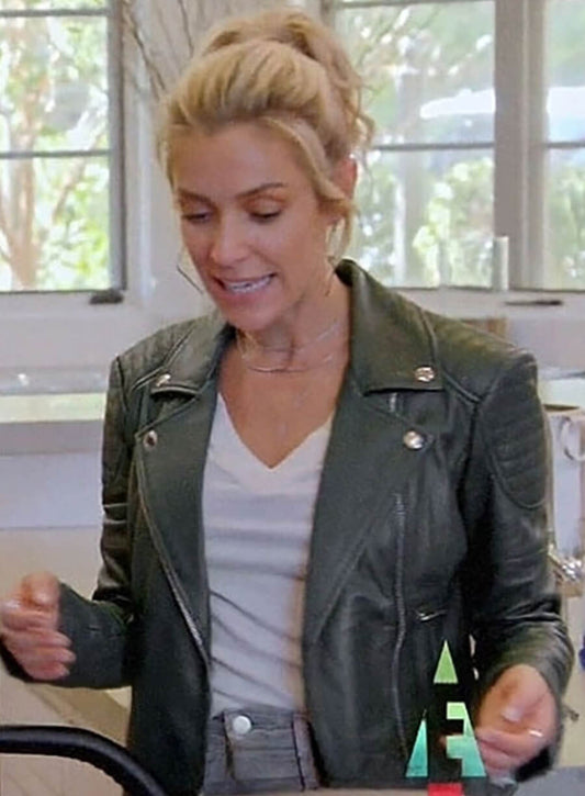 Harpoon Kristin Cavallry Inspired Green Leather Jacket - Very Cavallari Style
