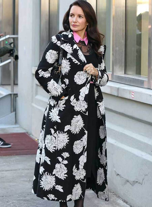 Harpoon Kristin Davis Inspired Black Fabric Coat - And Just Like That S02 Style
