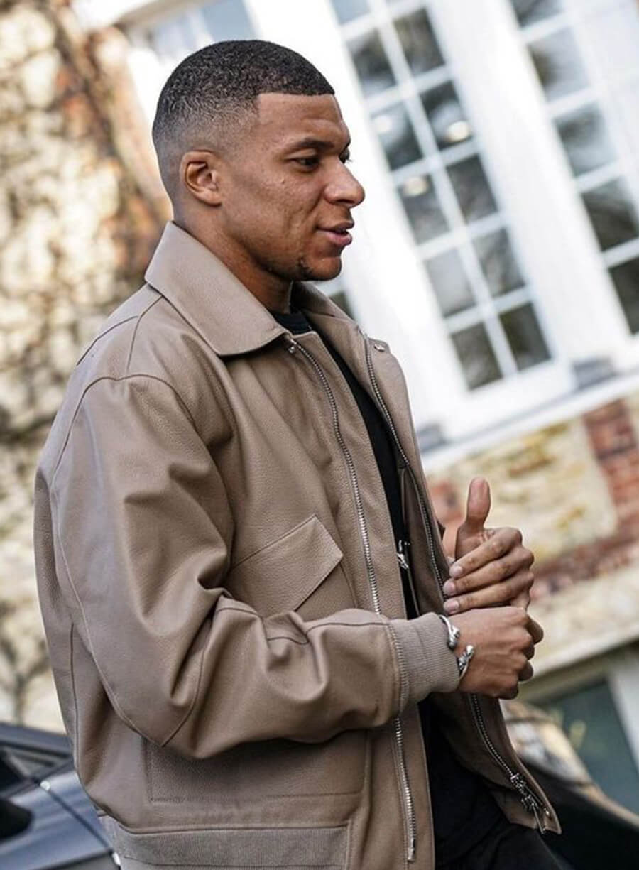 Harpoon Kylian Mbapp� Beige Inspired Beige Leather Jacket