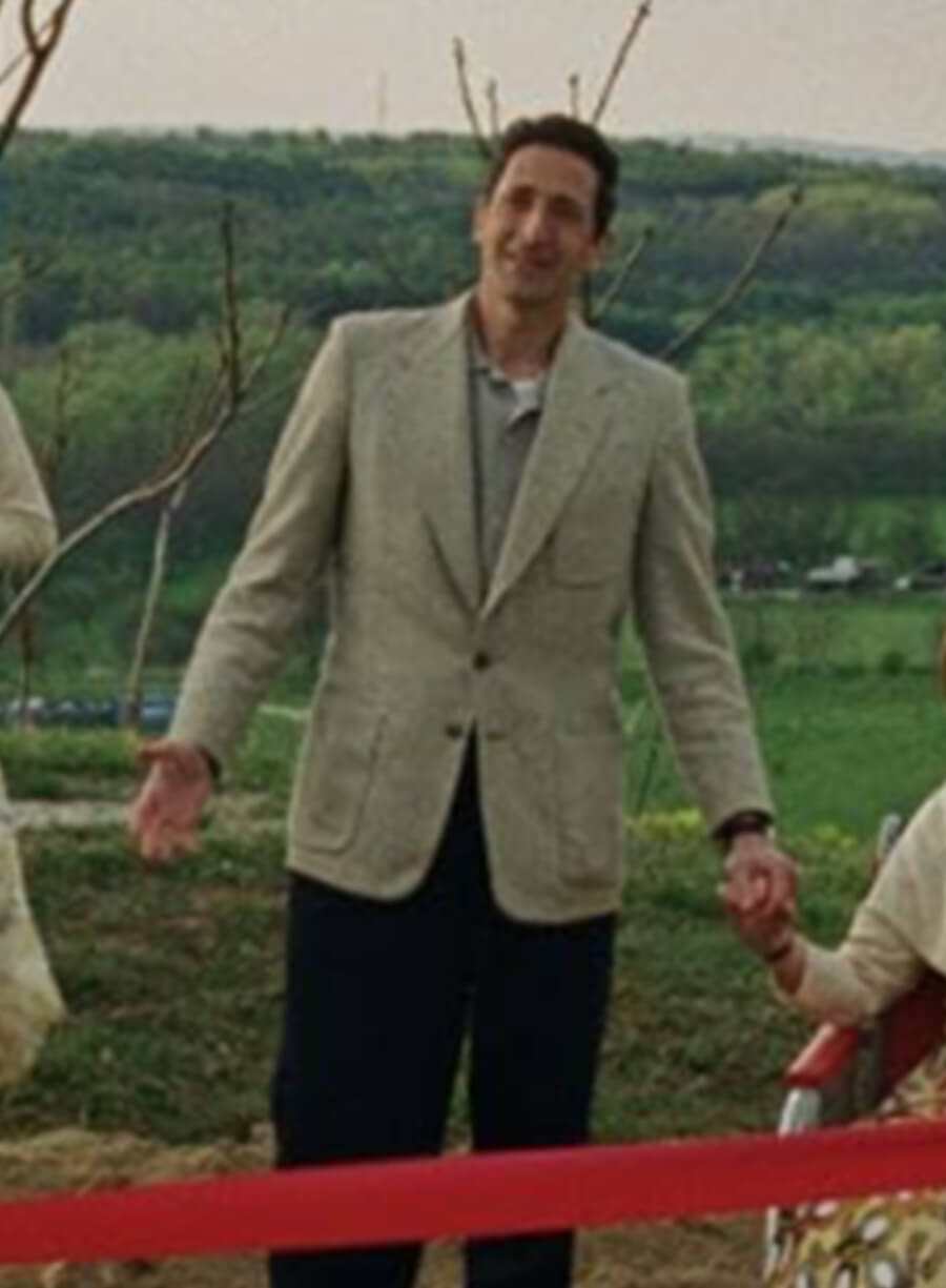 Harpoon L�szl� T�th Inspired Cream Wool Fabric Wool Jacket - The Brutalist 2024 Style