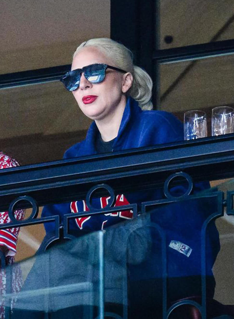 Harpoon Lady Gaga Paris Olympics Sweatshirt Inspired Blue Fleece Fabric Leather Jacket