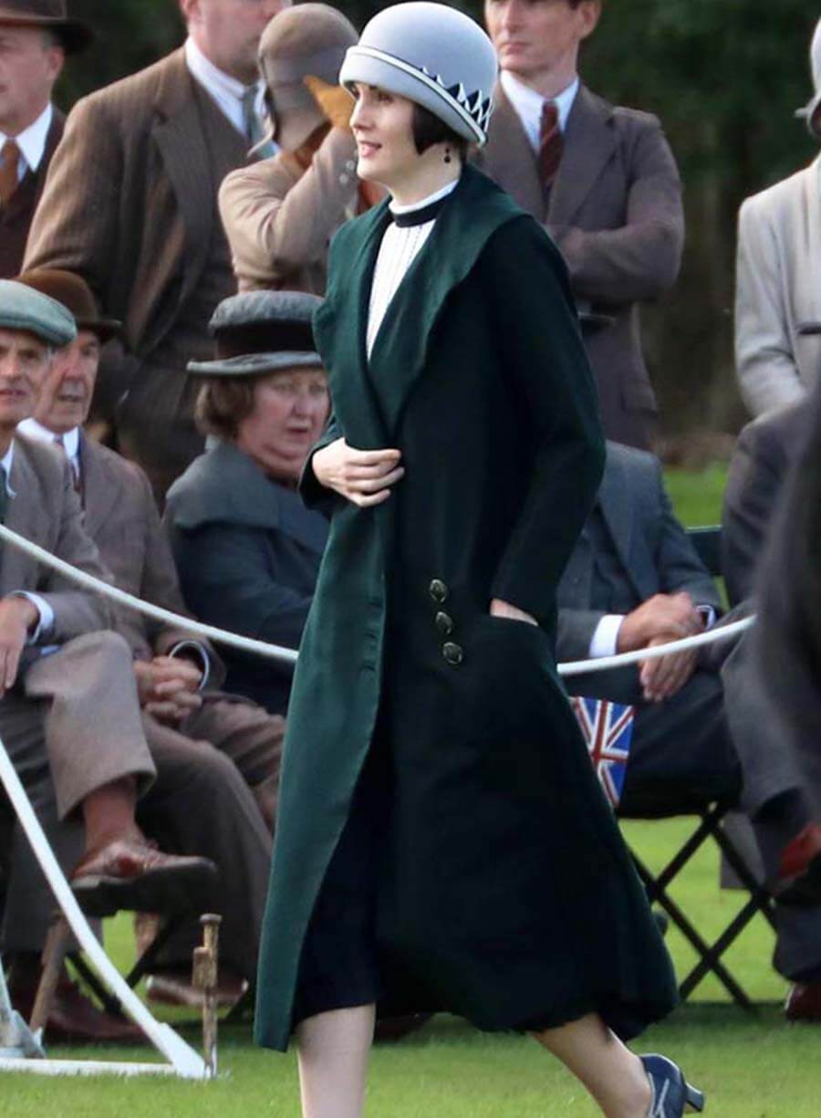 Harpoon Lady Mary Crawley Inspired Green Cotton Fabric Coat - Downton Abbey Tv Series Style
