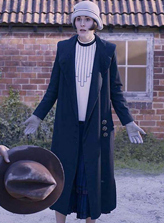 Harpoon Lady Mary Crawley Inspired Green Cotton Fabric Coat - Downton Abbey Tv Series Style