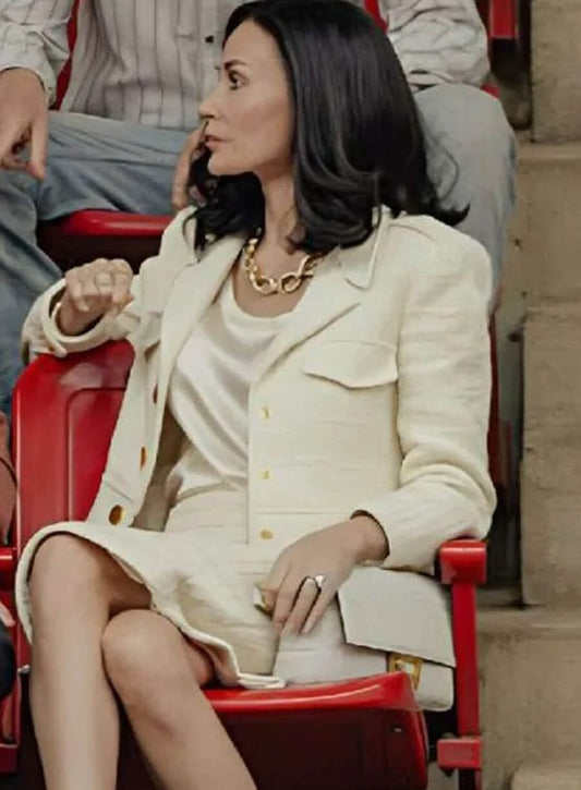 Harpoon Cami Miller Inspired White Leather Jacket - Landman Style