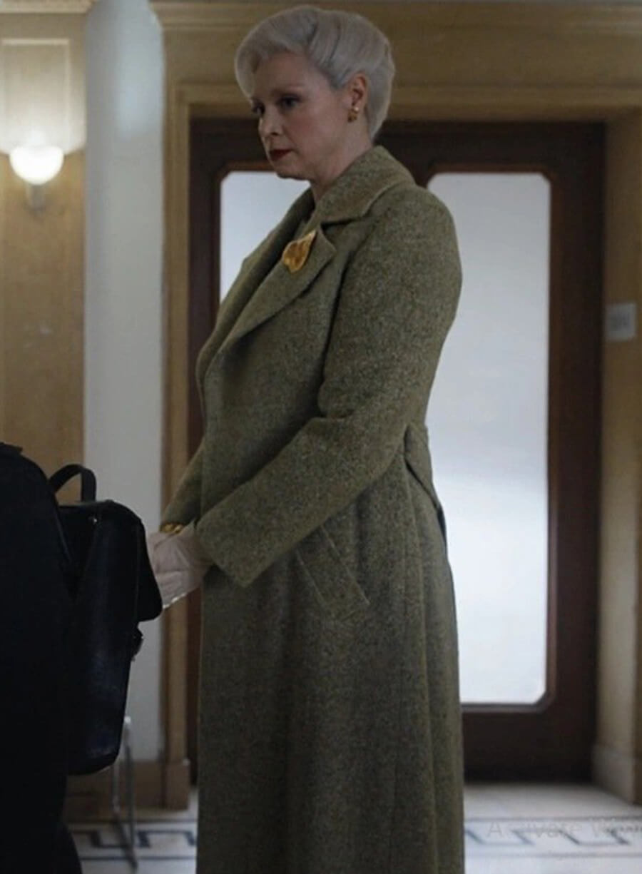 Harpoon Larissa Weems Inspired Green Wool Fabric Coat - Wednesday Style