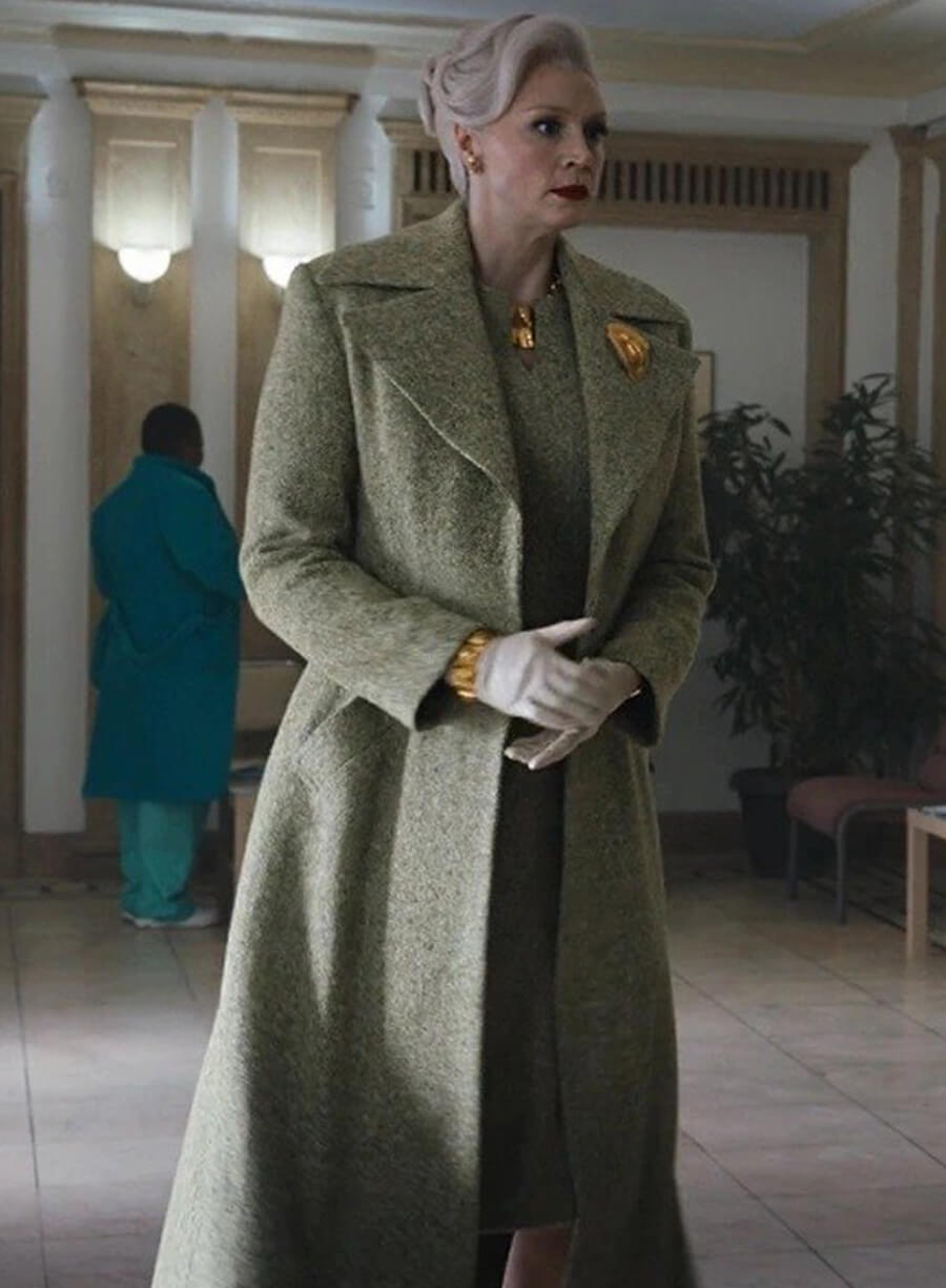 Harpoon Larissa Weems Inspired Green Wool Fabric Coat - Wednesday Style