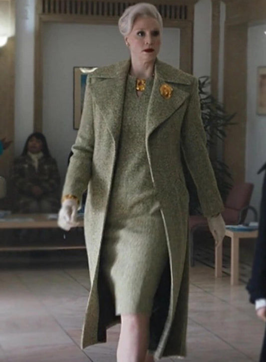 Harpoon Larissa Weems Inspired Green Wool Fabric Coat - Wednesday Style
