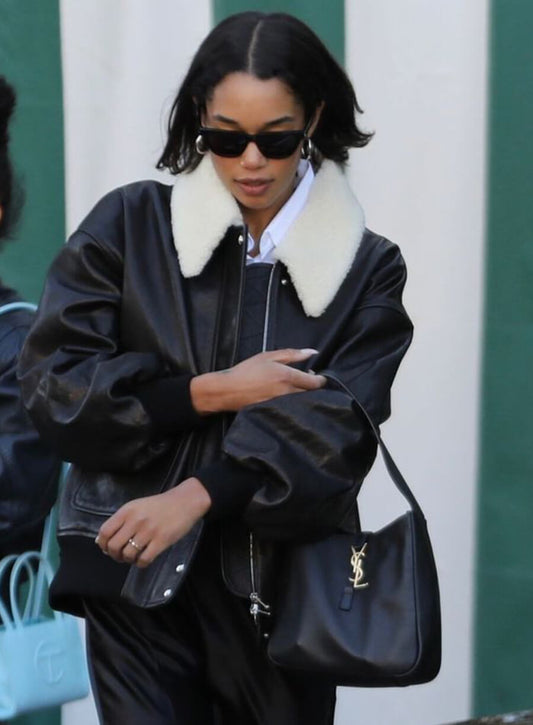Harpoon Laura Harrier Inspired Black Leather Jacket