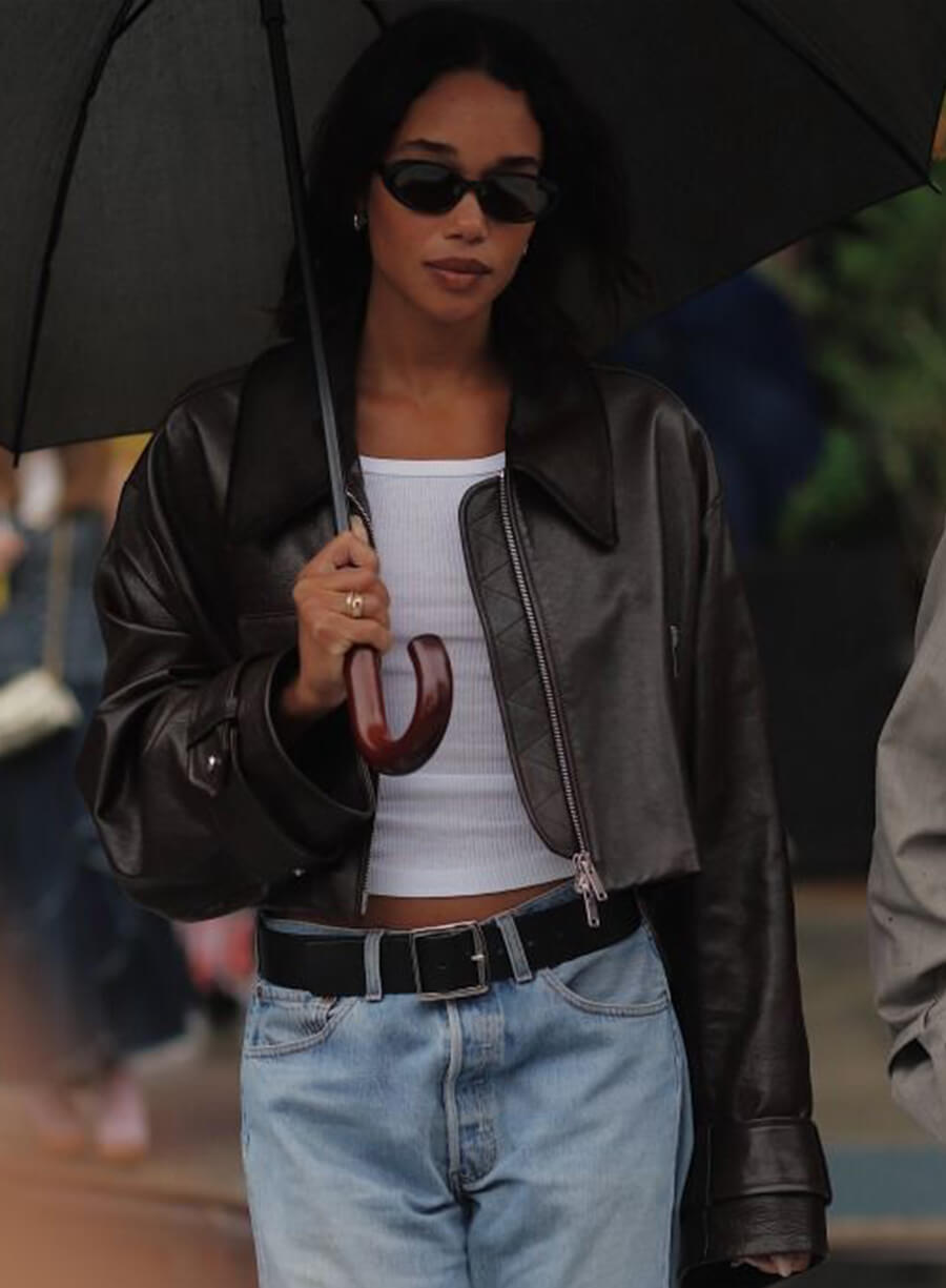 Harpoon Laura Harrier Inspired Brown Leather Jacket