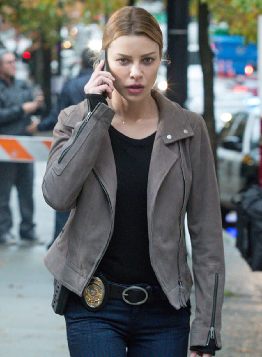 Harpoon Chloe Decker Inspired Grey Leather Jacket - Lucifer S01 Style