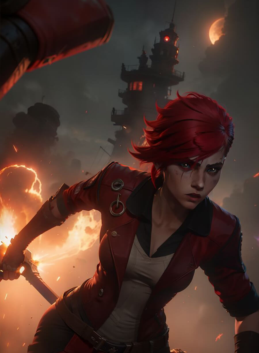 Harpoon VI Inspired Maroon Leather Jacket - League of Legends Arcane Style